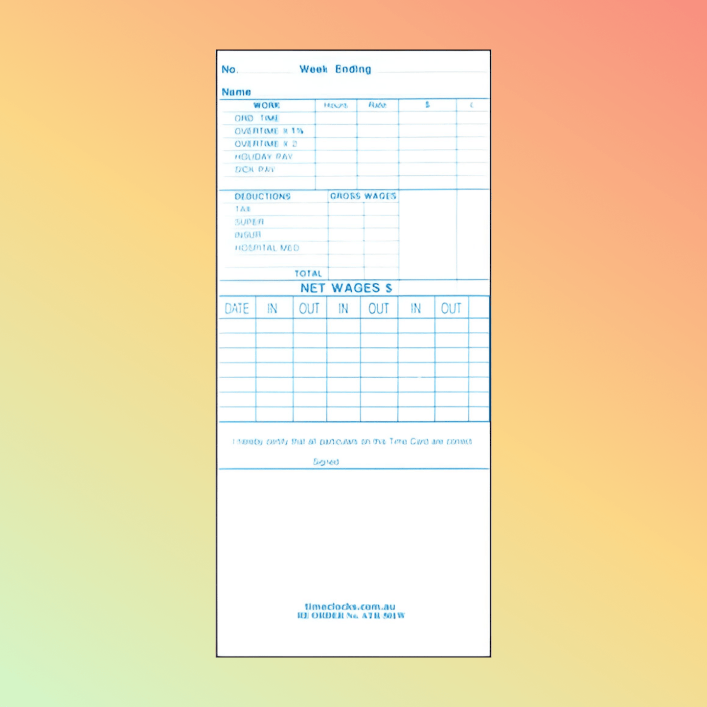 ATR - 501W Time Cards - NEOTECH