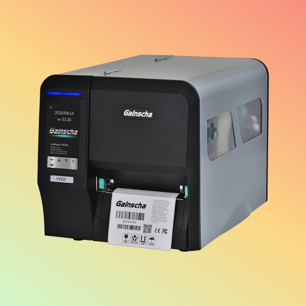 طابعة باركود صناعية Gainscha GI-2408T - سرعة طباعة 10 بوصات