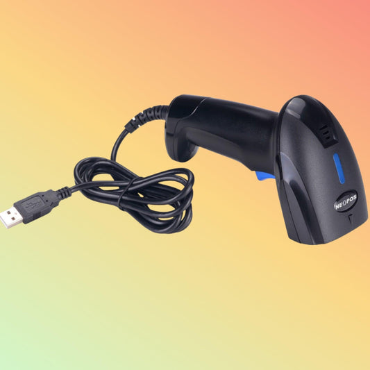 "Close-up of Neopos NPR1100C barcode scanner’s durable ABS+PC build."