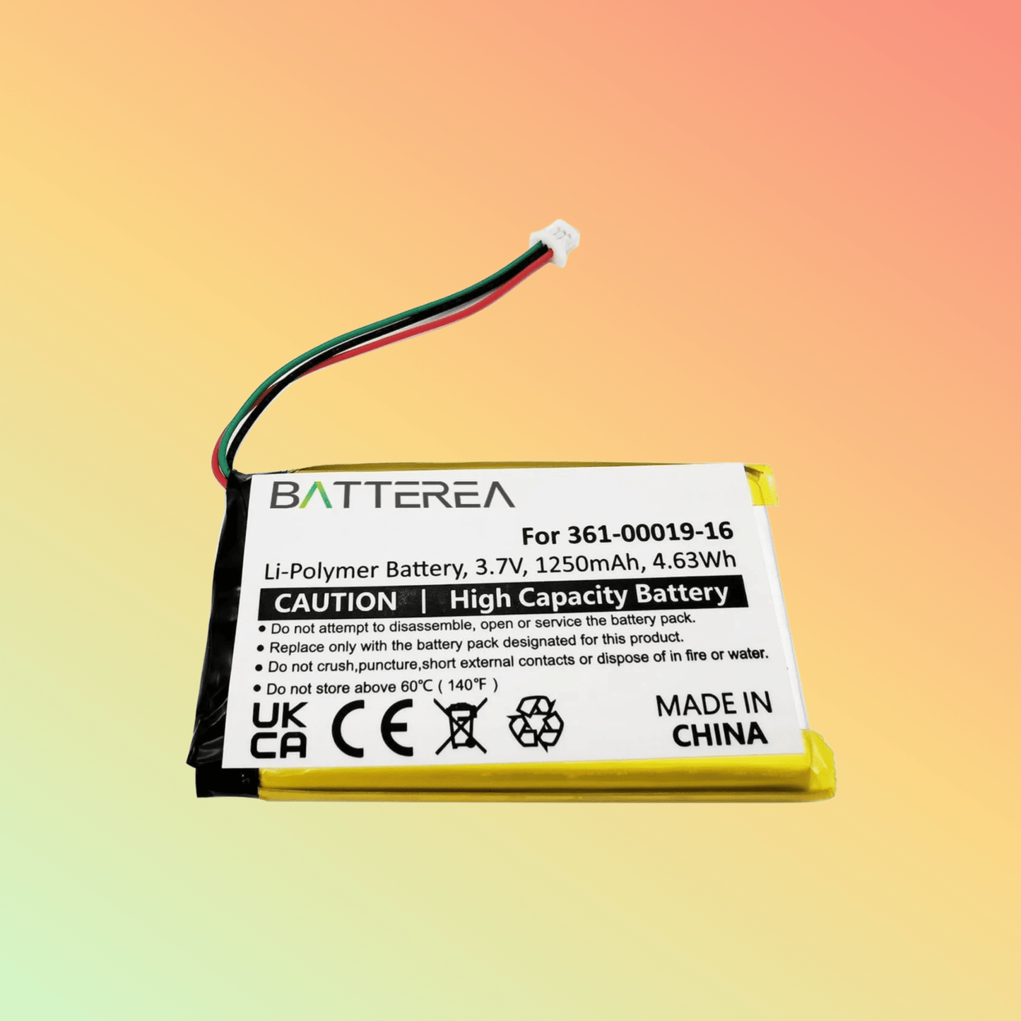 Batterea Replacement battery for Garmin Nuvi 1300, 1350, replaces 361 - 00019 - 16, Li - Polymer, 3.7V, 1250mAh - NEOTECH