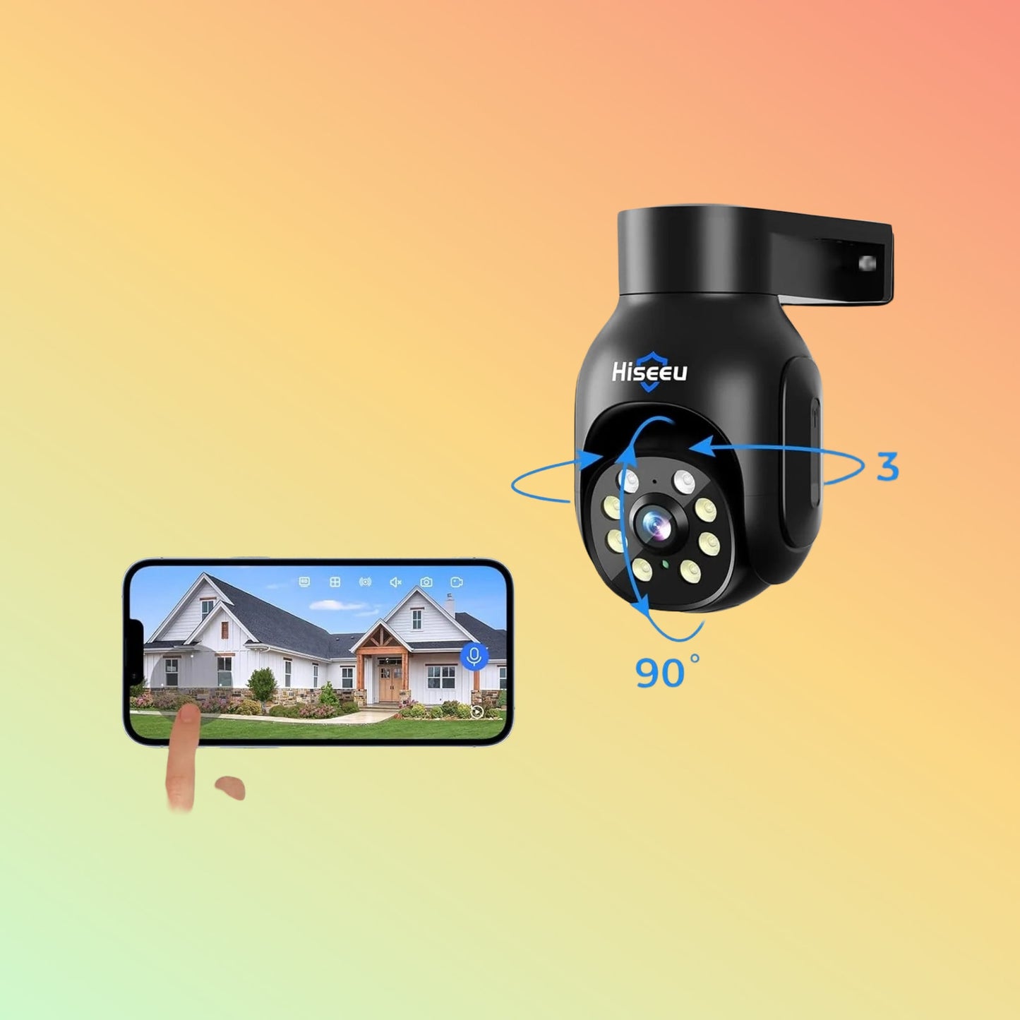 Hiseeu 5MP PTZ 𝟯𝟲𝟬° 𝙑𝙞𝙚𝙬 WiFi Security Camera Outdoor Work with Echo Show(Black) - NEOTECH
