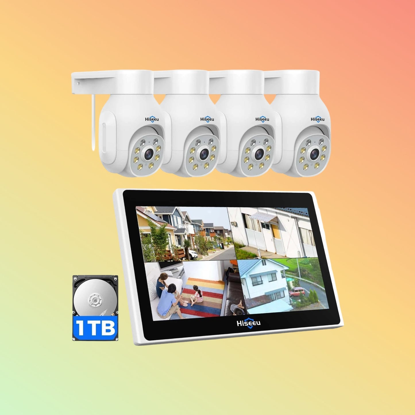 Hiseeu 5MP PTZ Wireless Security System – 10" NVR Monitor, 1TB, 10CH - NEOTECH