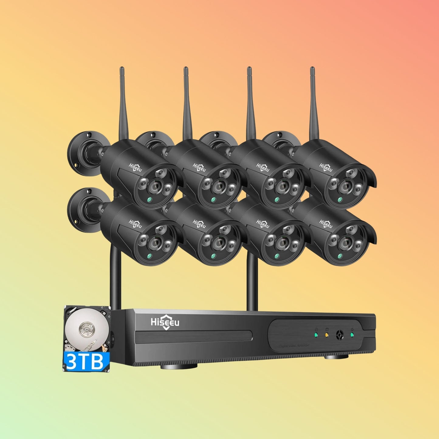 Hiseeu 5MP Wireless Security System – 4K NVR, 3TB HDD, 16CH, 100ft - NEOTECH