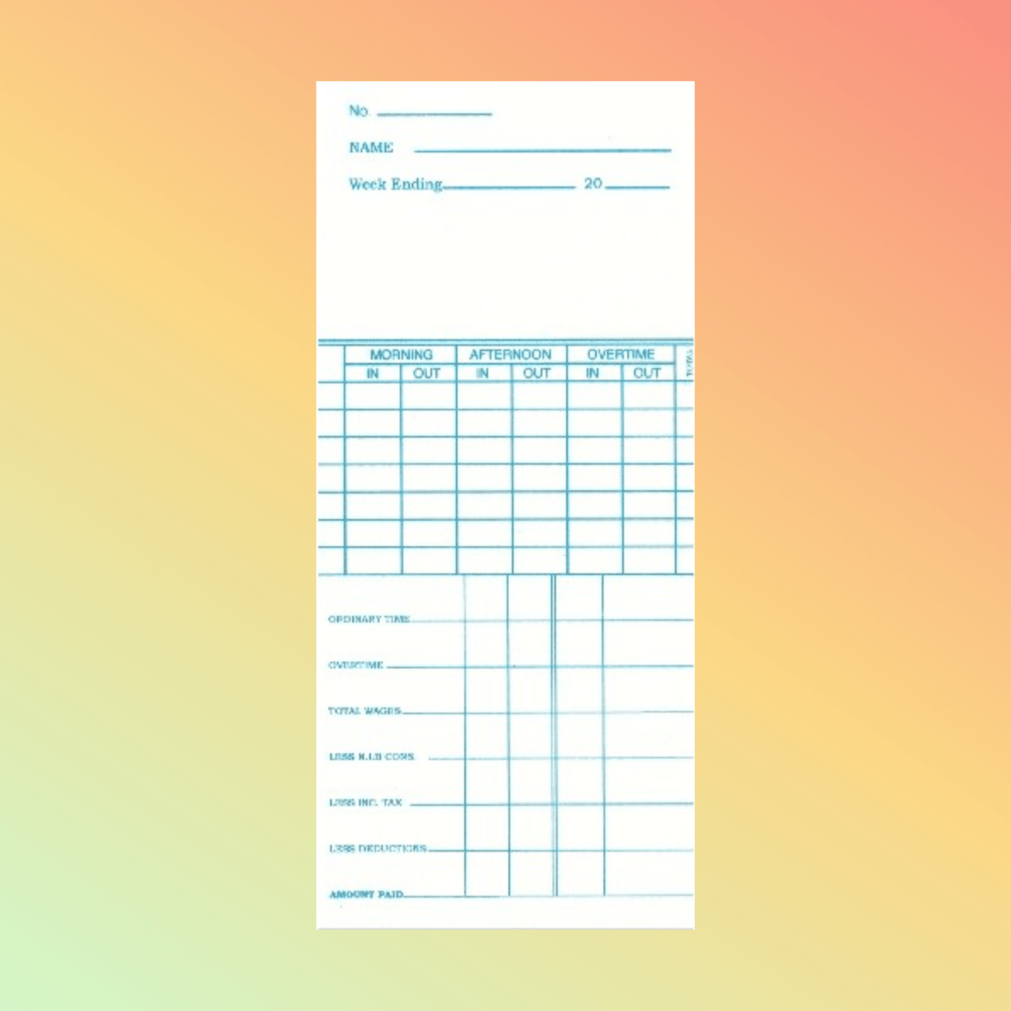 K - 7 Time Cards - NEOTECH