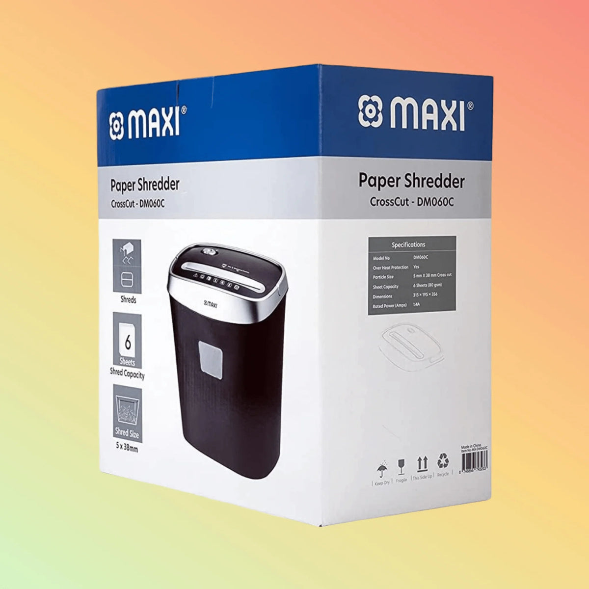 Maxi DM060C cross-cut document shredder with safety features