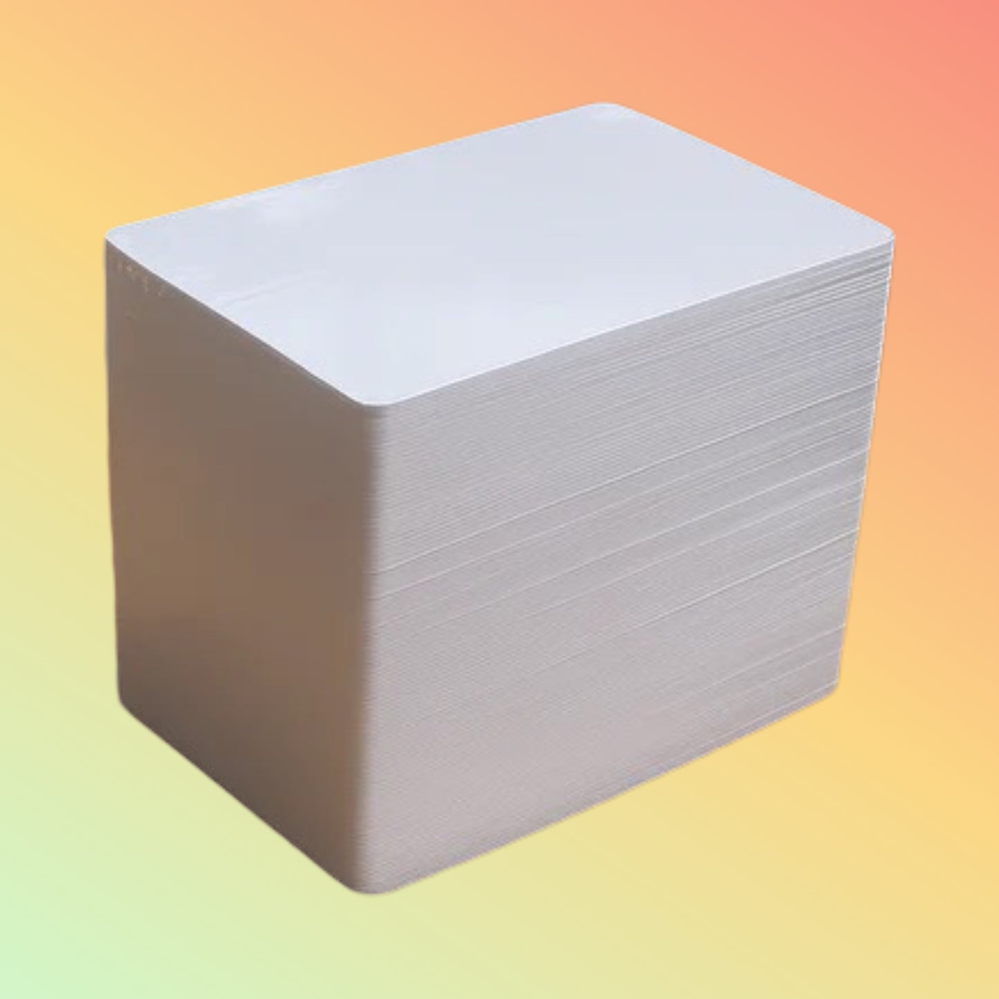 CR80 credit-card size white PVC cards shown for scale