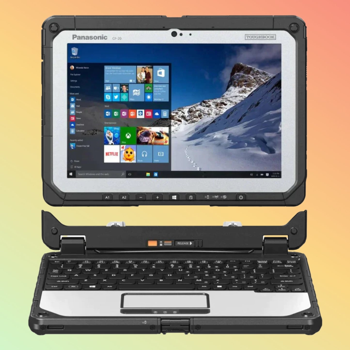 Panasonic Toughbook CF - 20 MK2, Intel Core i5 - 7Y57, 10.1" Multi - Touch + Digitizer, 4G LTE, 8GB, 256GB SSD, Backlit Keyboard, Bridge Battery, ANSI Haz Loc, Win10 Pro - NEOTECH