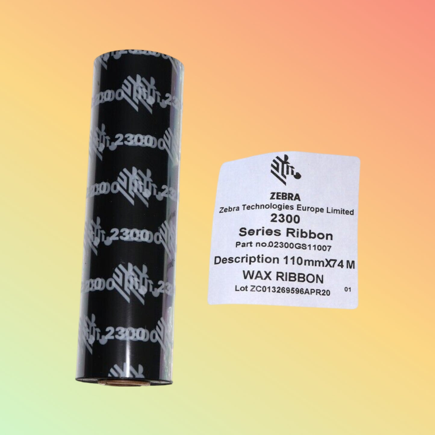 Zebra 02300GS11007 110mm X74M Wax Ribbon 12Roll/Box