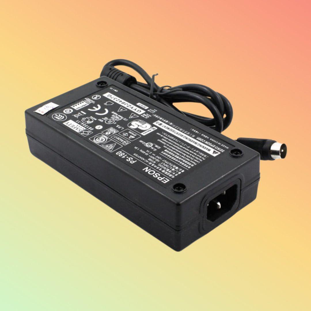 Epson PS-180-24V powering TM-T88V receipt printer during operation.