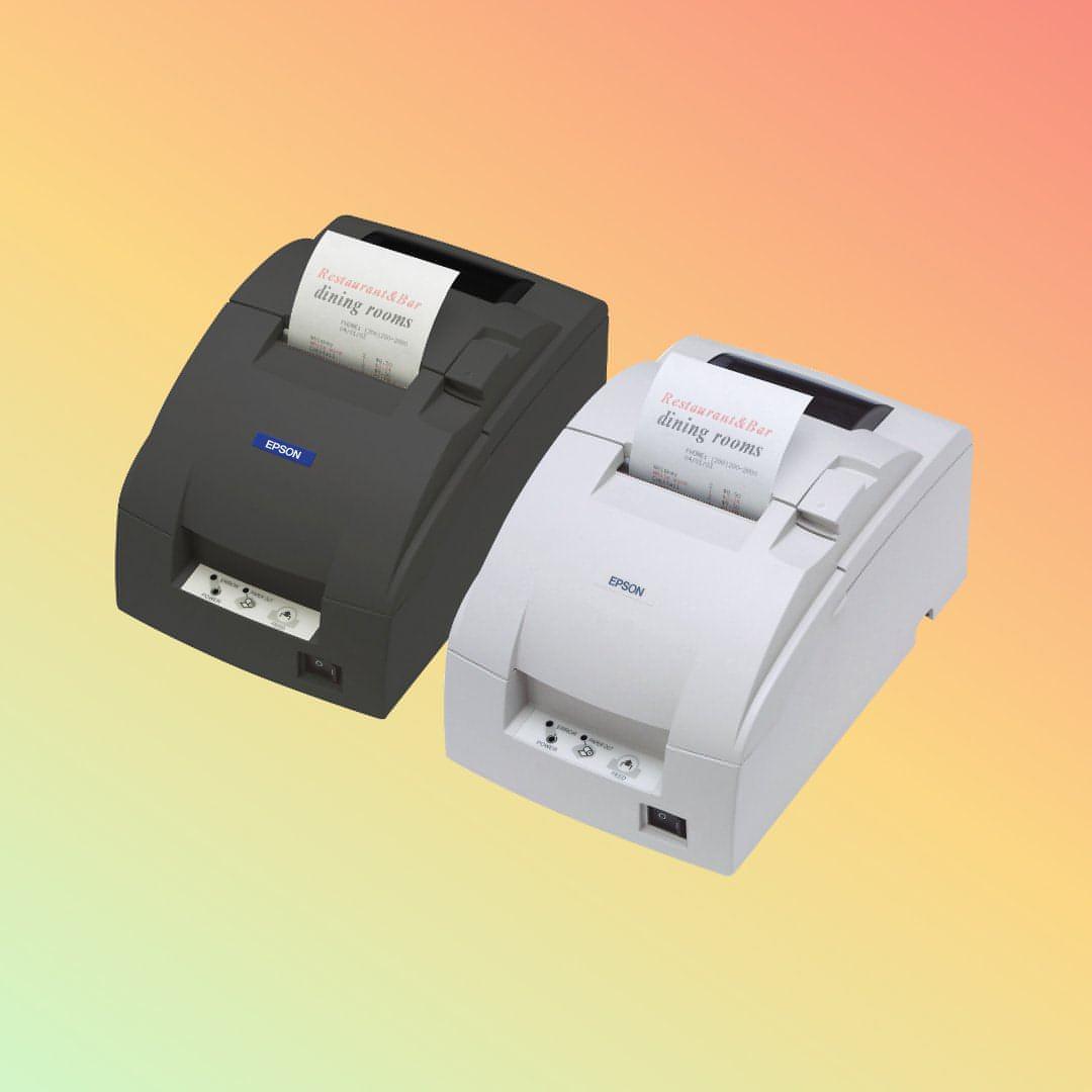 Epson TM-U220B printing a high-speed receipt.