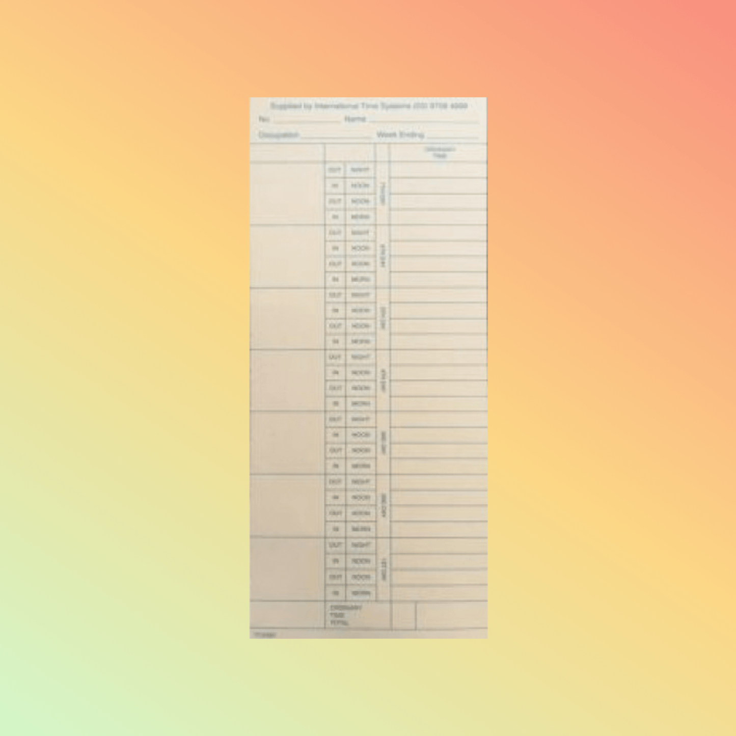 TC2X87 Time Cards - NEOTECH