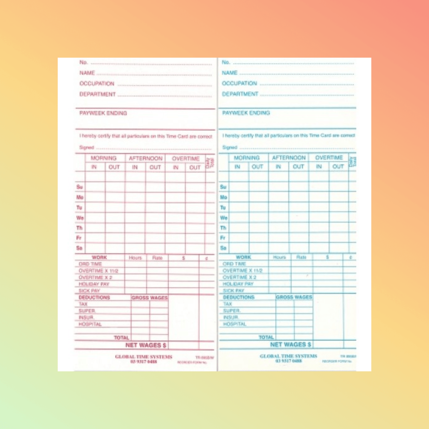 TR - 895BI - W Time Cards - NEOTECH
