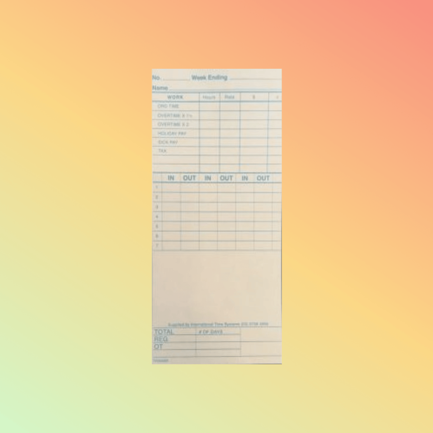 TRX006R Time Cards - NEOTECH