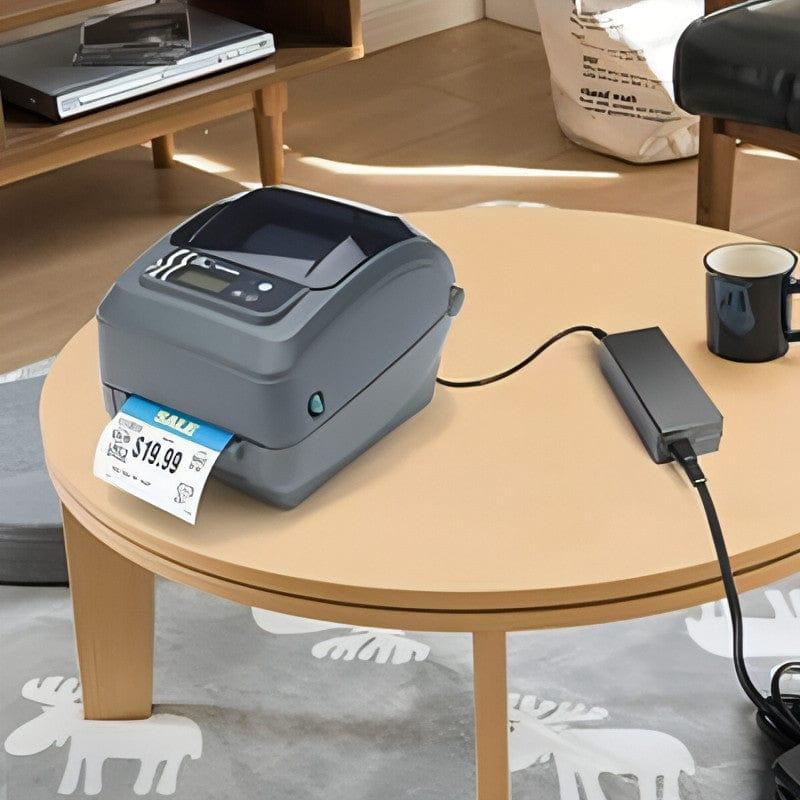 "Durable Zebra GX430T barcode printer metal frame"