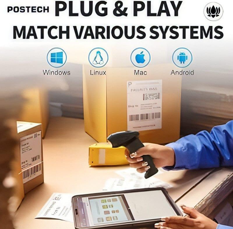 Postech PT-7100 scanner on a desk with connected cables