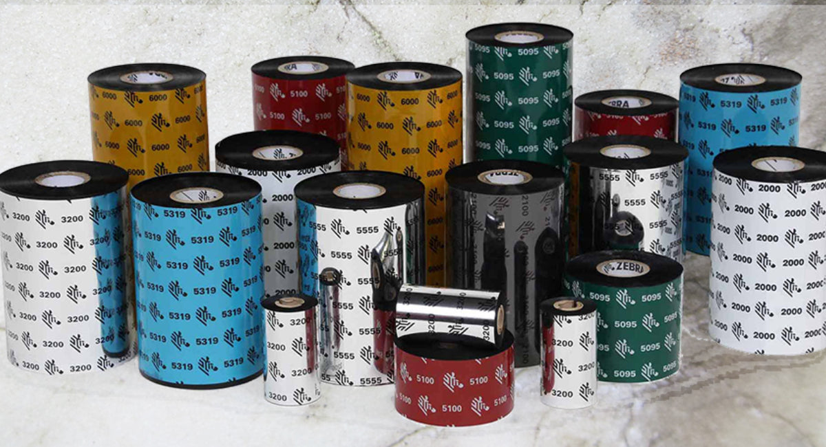 Barcode ribbons in UAE for thermal transfer printing including wax, wax-resin and resin ribbons for label printers