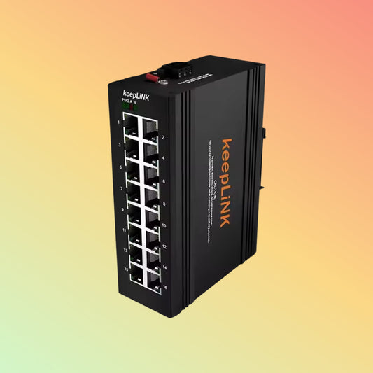 16 Ports Gigabit Switch Industrial Ethernet Unmanaged 12V/24V Power Supply Outdoor DIN Rail - NEOTECH