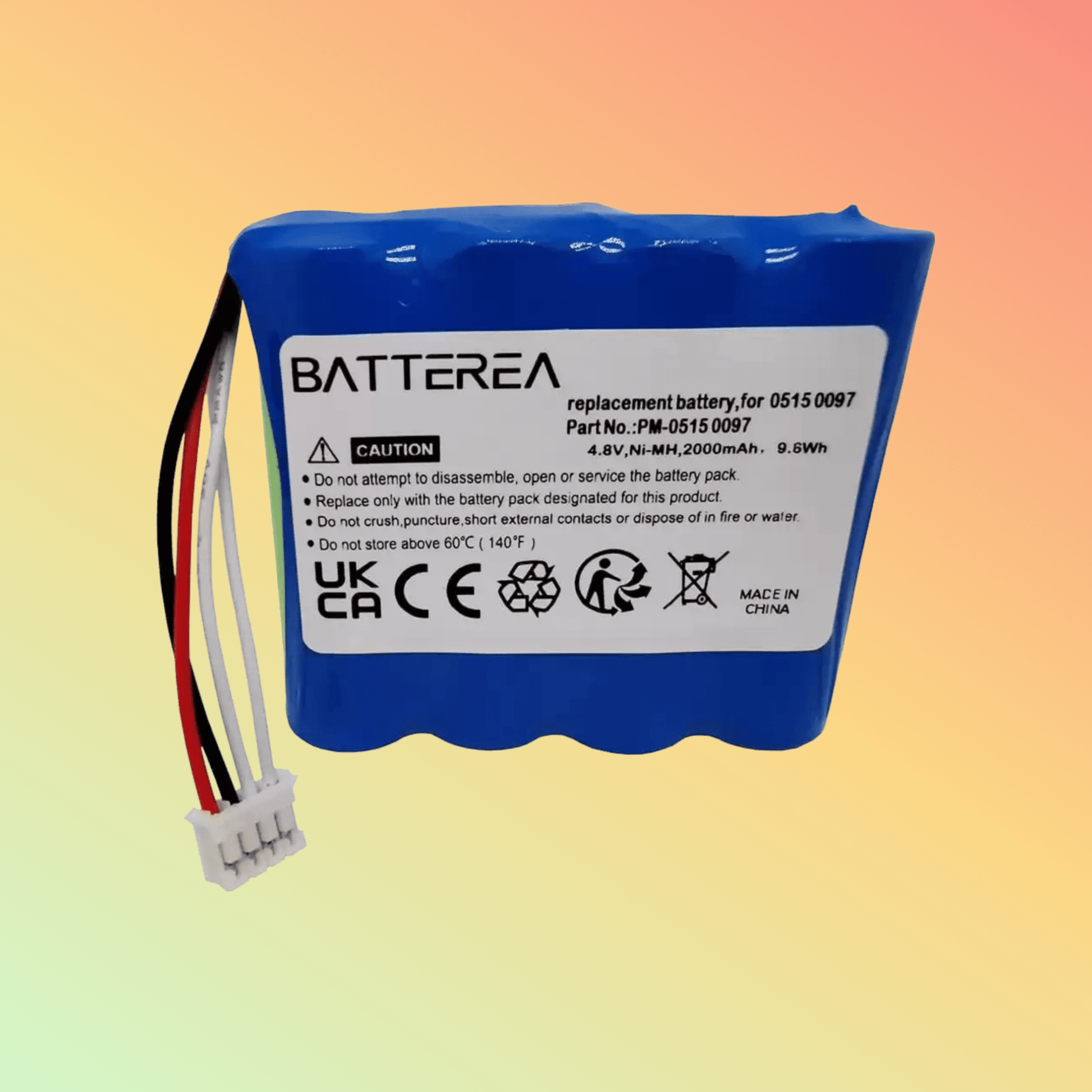 Batterea 4.8V 2000mAh Gas analyzer replacment battery for Testo 350 Control 454 control, replaces 0515 0097, Ni - MH battery - NEOTECH