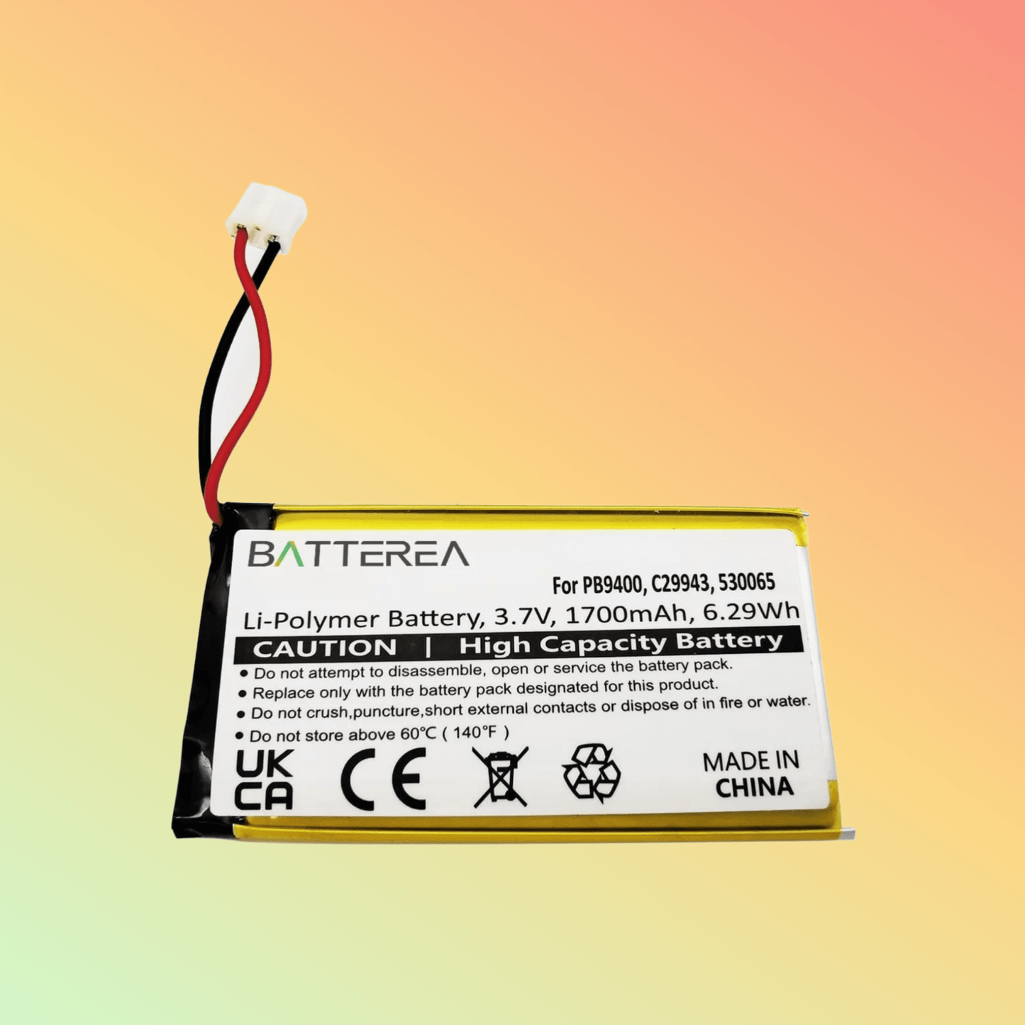 Batterea Wholesale wireless controller replacement battery for Philips Pronto TSU - 9400 replaces PB9400 C29943 530065 1700mAh Li - Polymer - NEOTECH