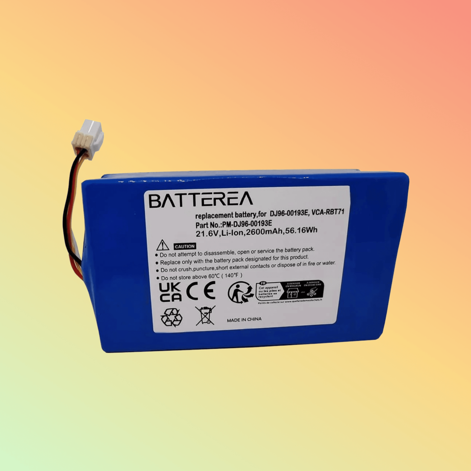 Batterea Wholesales Vacuum cleaner battery for Samsung PowerBot R7040, replaces DJ96 - 00193E, VCA - RBT71, VCA - RBT71/XAA, Li - ion,21.6V,2600mAh, 56.16Wh - NEOTECH