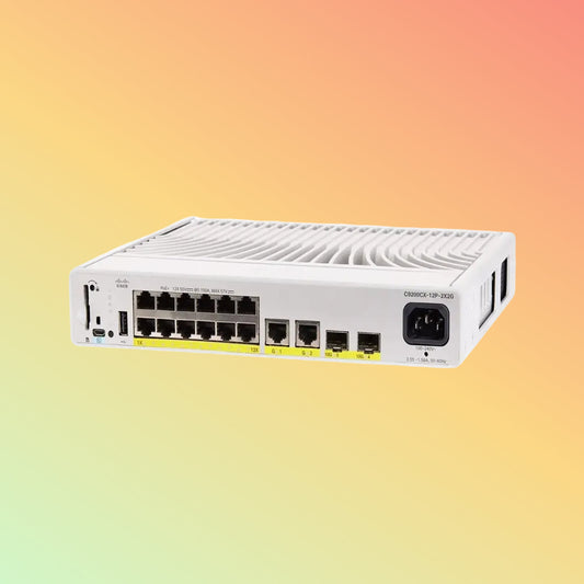 CISCO Catalyst C9200CX Switch - 68 Gbps Switching Capacity, Throughput up to 50.59 Mpps, 240W PoE Capability, 12 x RJ45 - NEOTECH