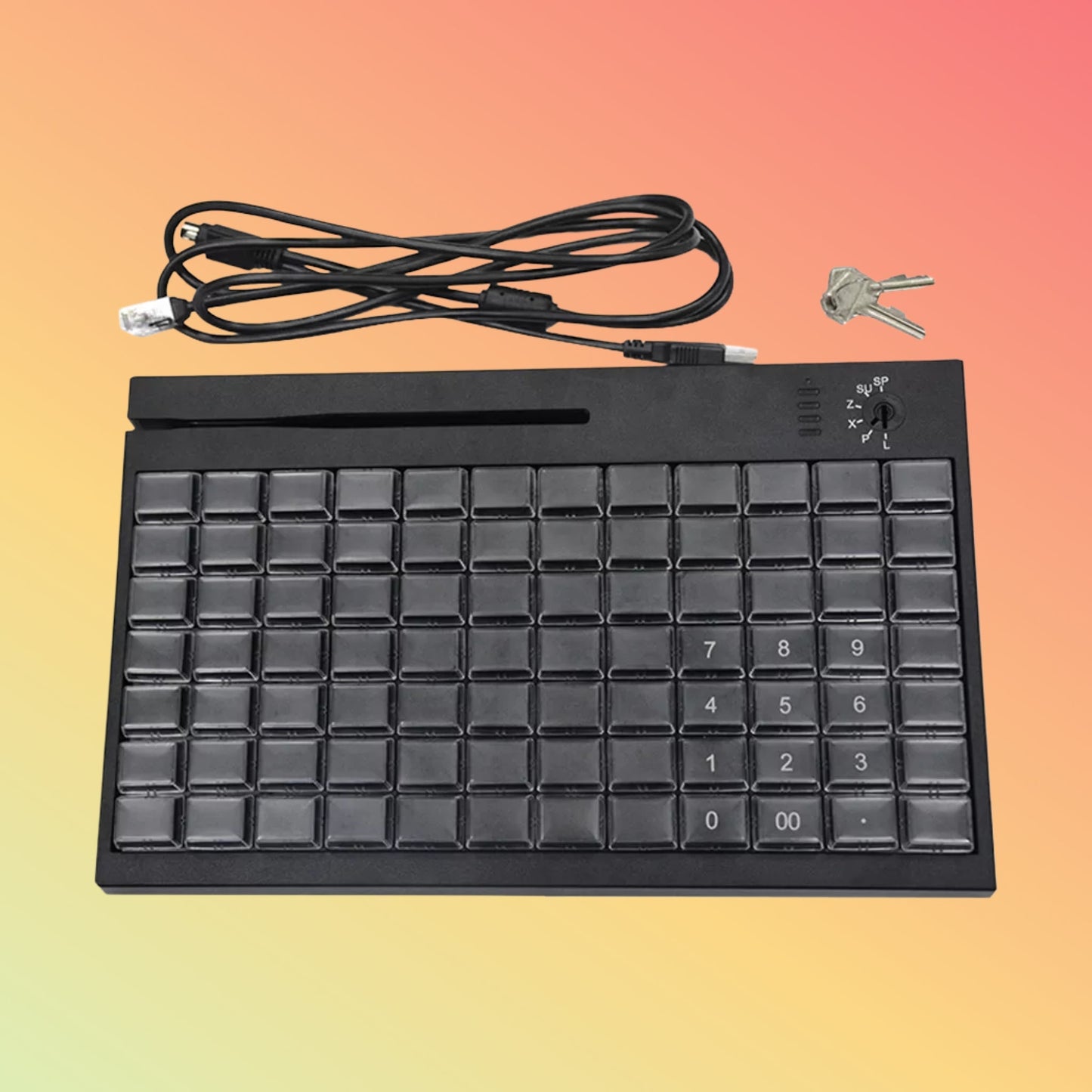 HCCTG USB 84Keys POS Programmable Keyboard With Mag - Stripe Reader KB84 - NEOTECH
