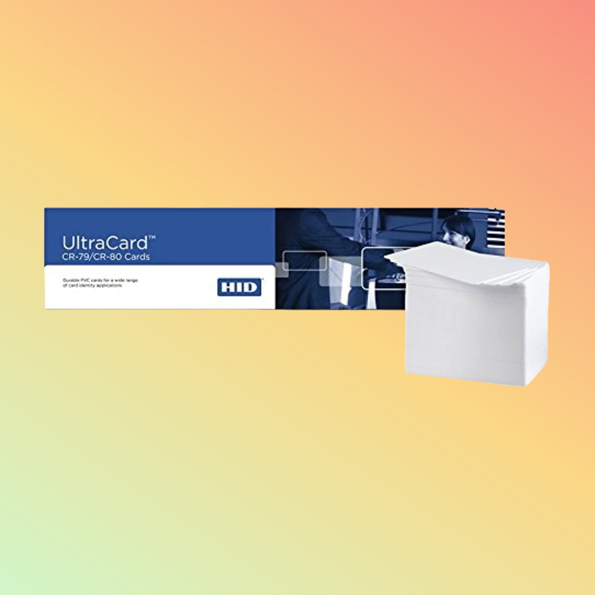 Side view of HID UltraCard CR-80 PVC HiCo cards for ID printing