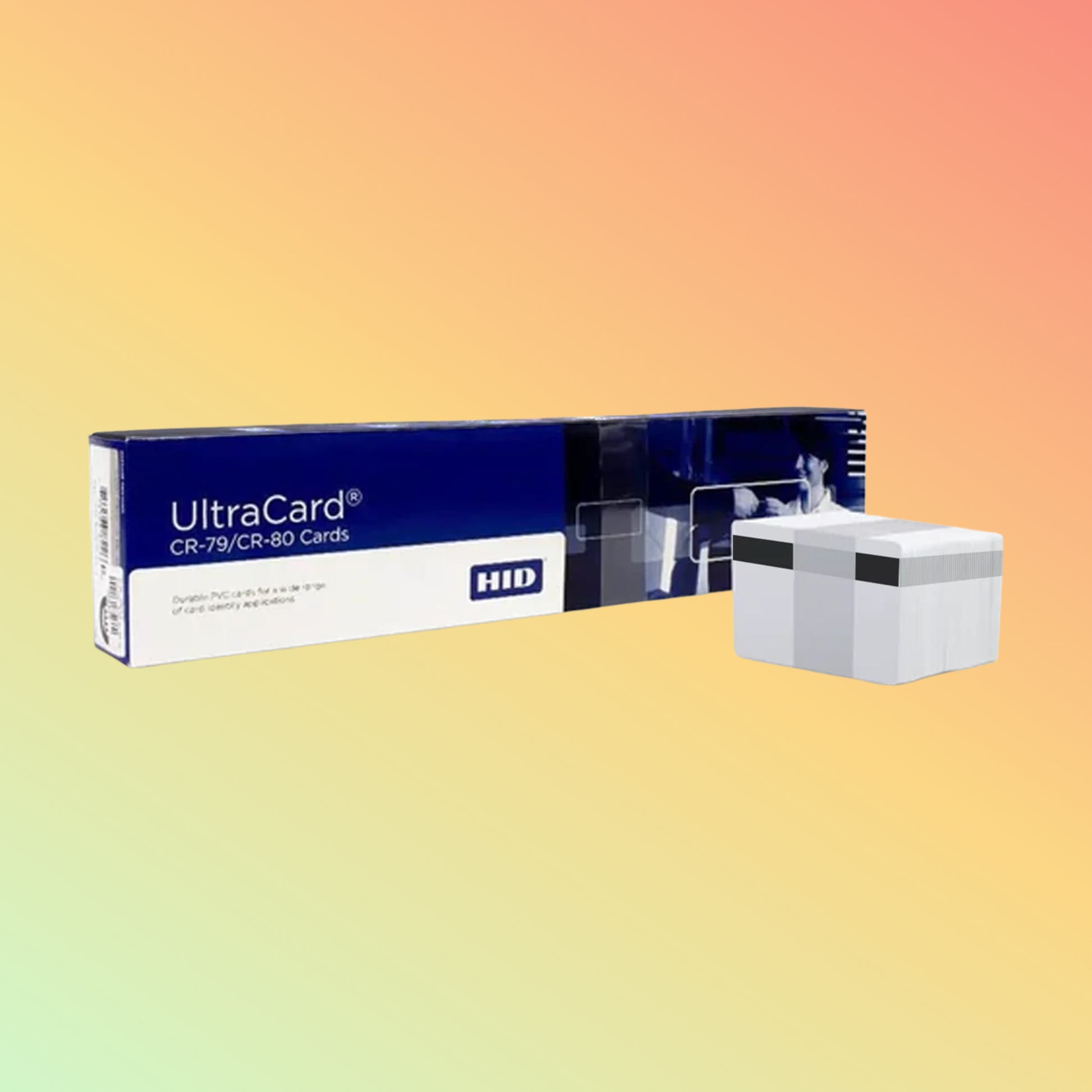 Stack of HID UltraCard PVC CR-80 HiCo ID cards for printers