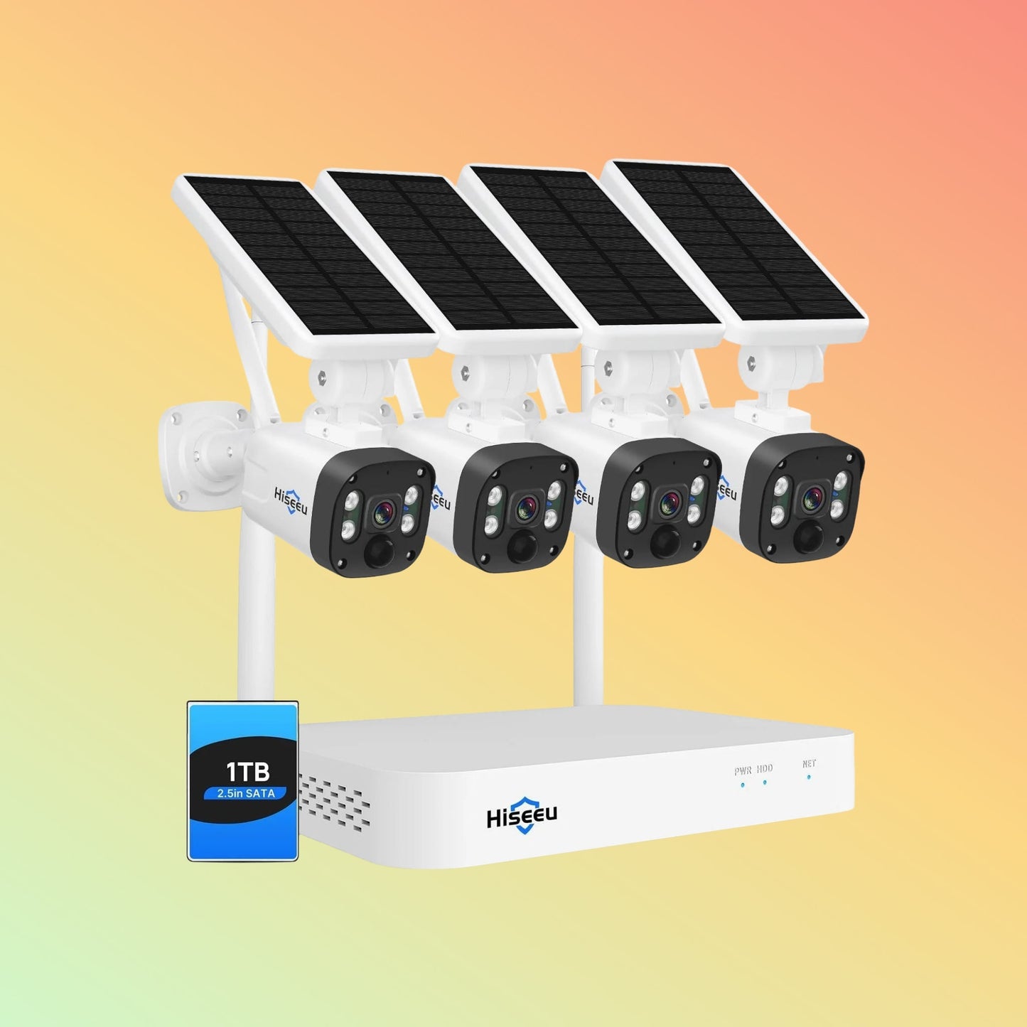 Hiseeu [10CH HD 4K NVR, 4MP Spotlight]Solar Wireless Security Camera System, Outdoor Home Surveillance - NEOTECH