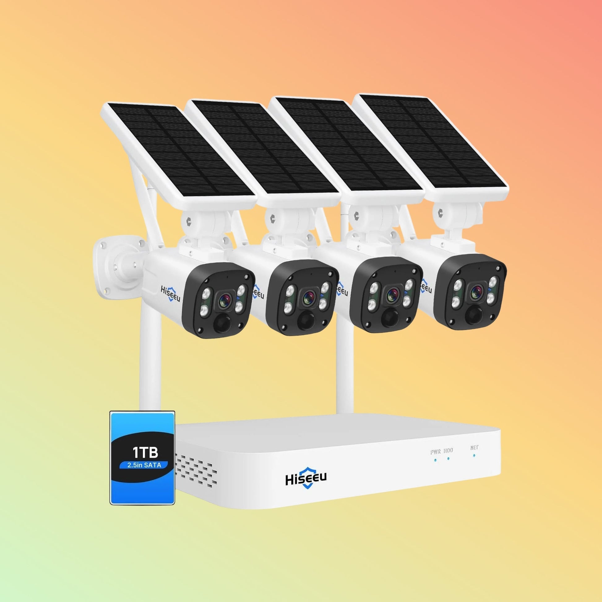 Hiseeu [10CH HD 4K NVR, 4MP Spotlight]Solar Wireless Security Camera System, Outdoor Home Surveillance - NEOTECH