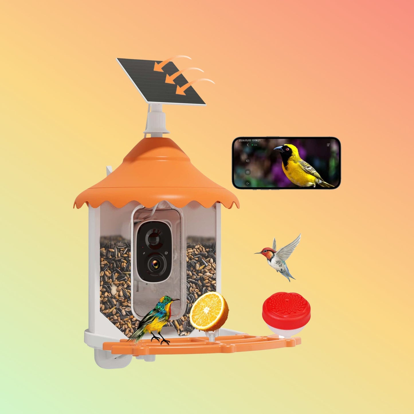 Hiseeu 2K 3MP Bird Feeder with IP66 Waterproof Camera, 2.5L Large Capacity,AI Identify 11000+ Birds Species - NEOTECH