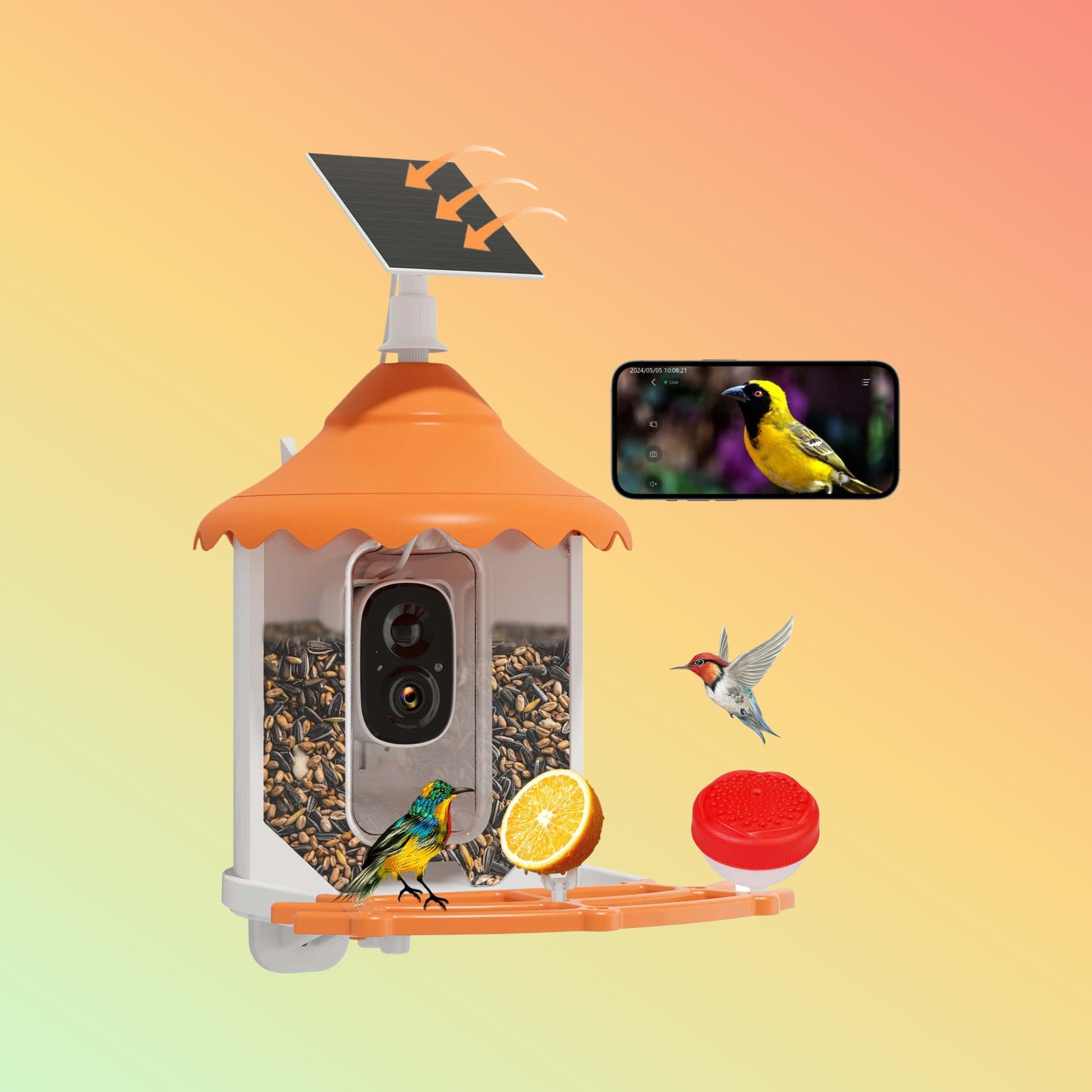 Hiseeu 2K 3MP Bird Feeder with IP66 Waterproof Camera, 2.5L Large Capacity,AI Identify 11000+ Birds Species - NEOTECH