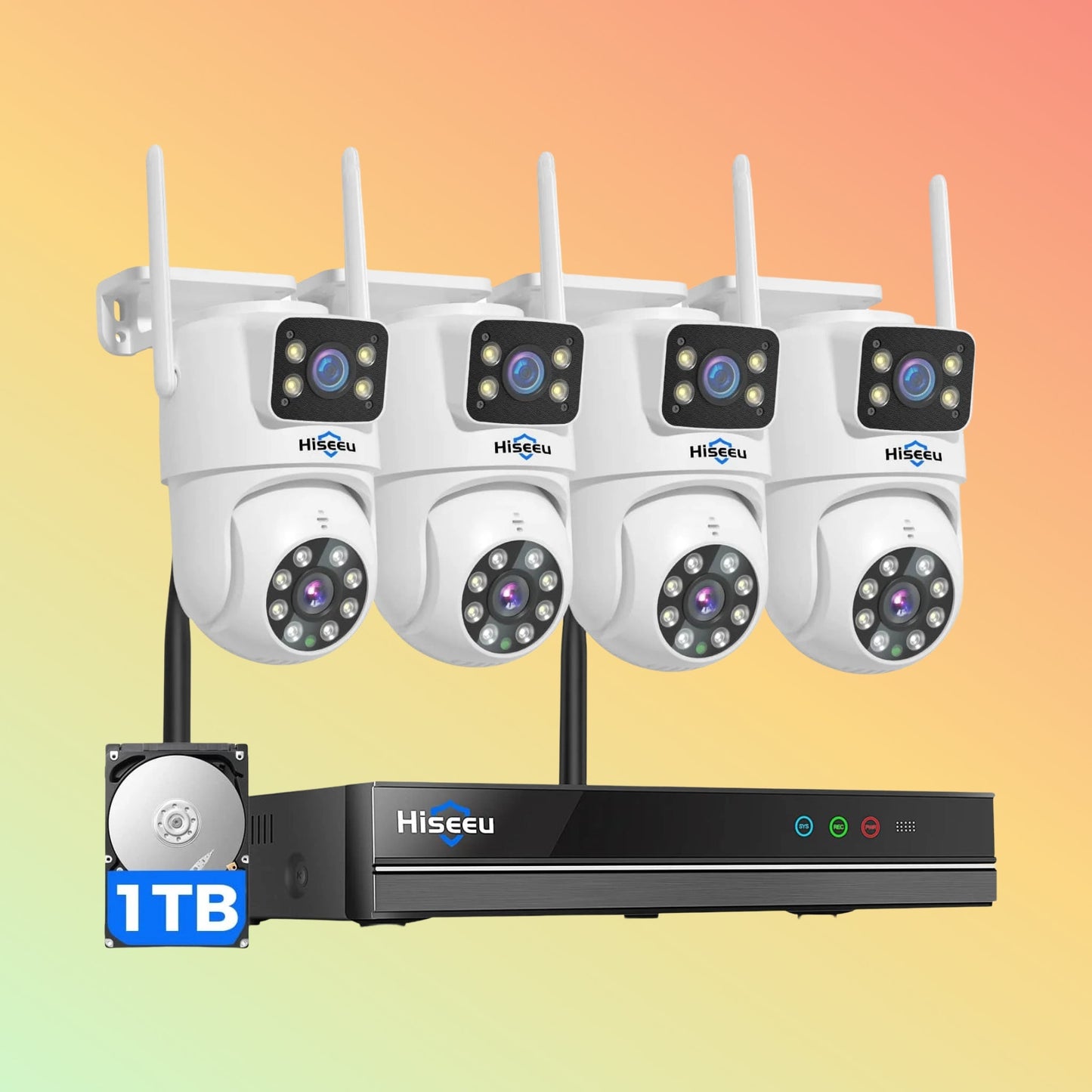 Hiseeu 2K Dual Lens Wireless Security System – 4K NVR, 1TB HDD, 16CH - NEOTECH