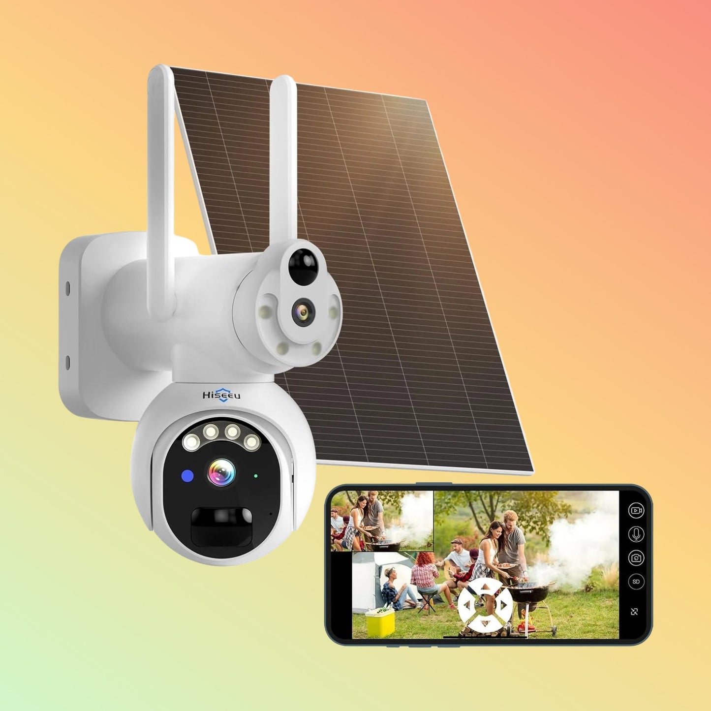 Hiseeu 2K No WiFi Dual Lens 4G Cellular Wireless Solar Powered Security Cameras Outdoor With 300MB SIM Card - NEOTECH