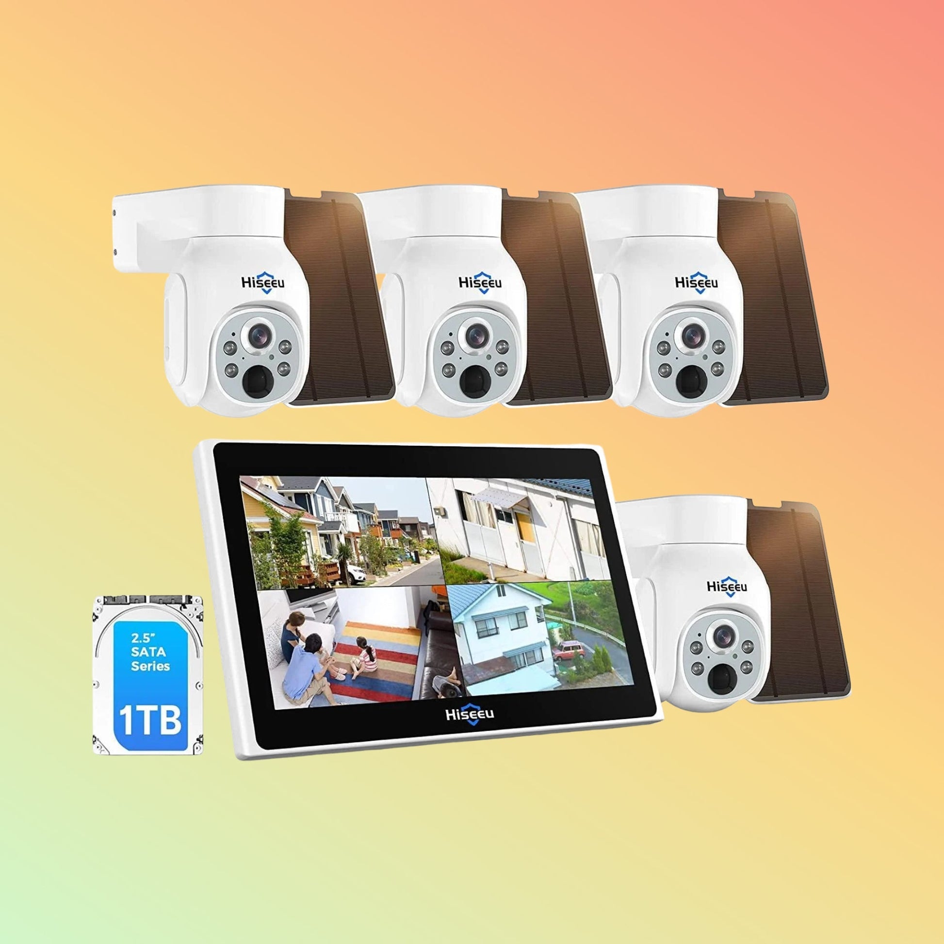 Hiseeu 4MP PTZ Wireless Security System – 10" Monitor NVR, 1TB, 10CH - NEOTECH