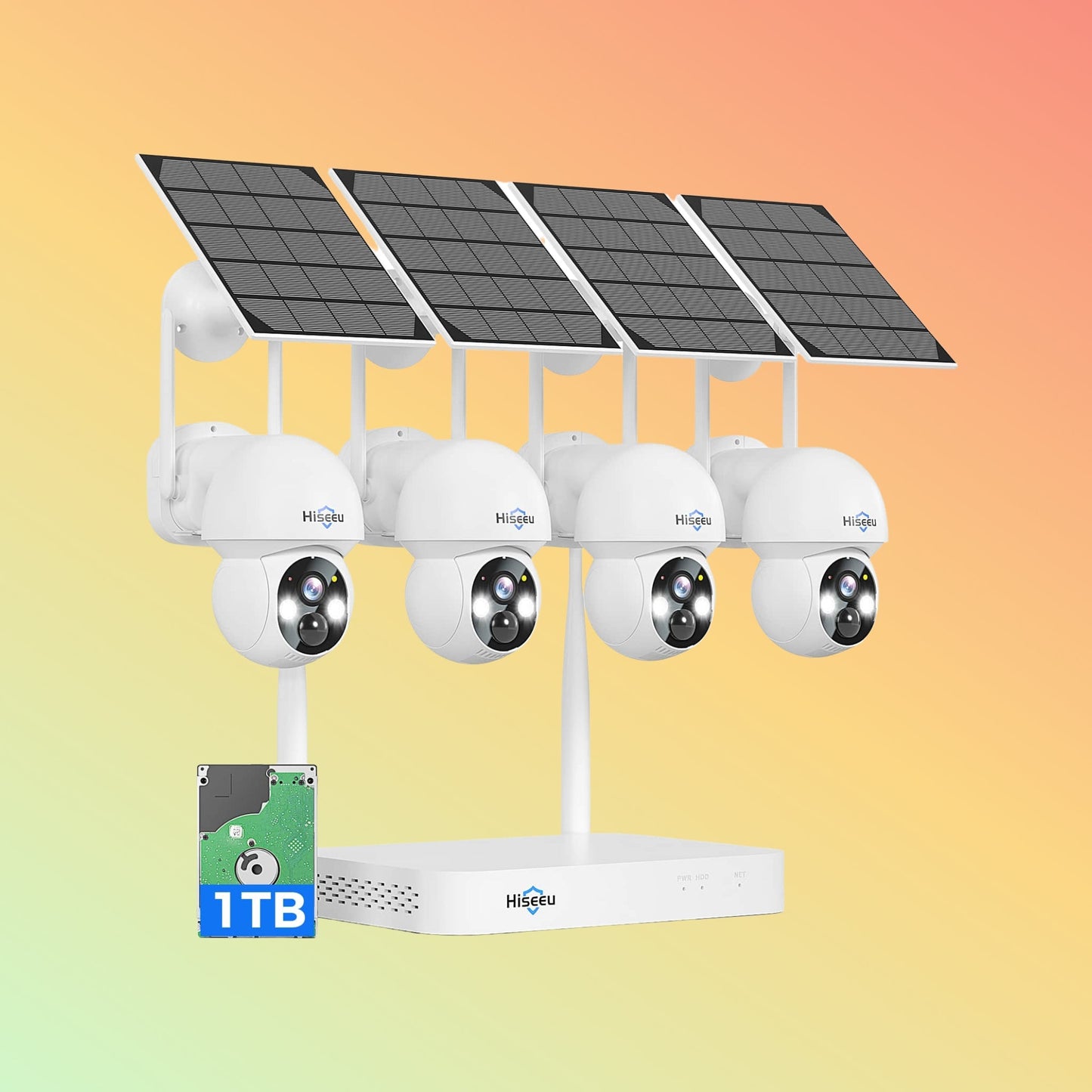 Hiseeu 4MP Solar Wireless Security System – 4K NVR, 2.4G/5G WiFi, HDD - NEOTECH