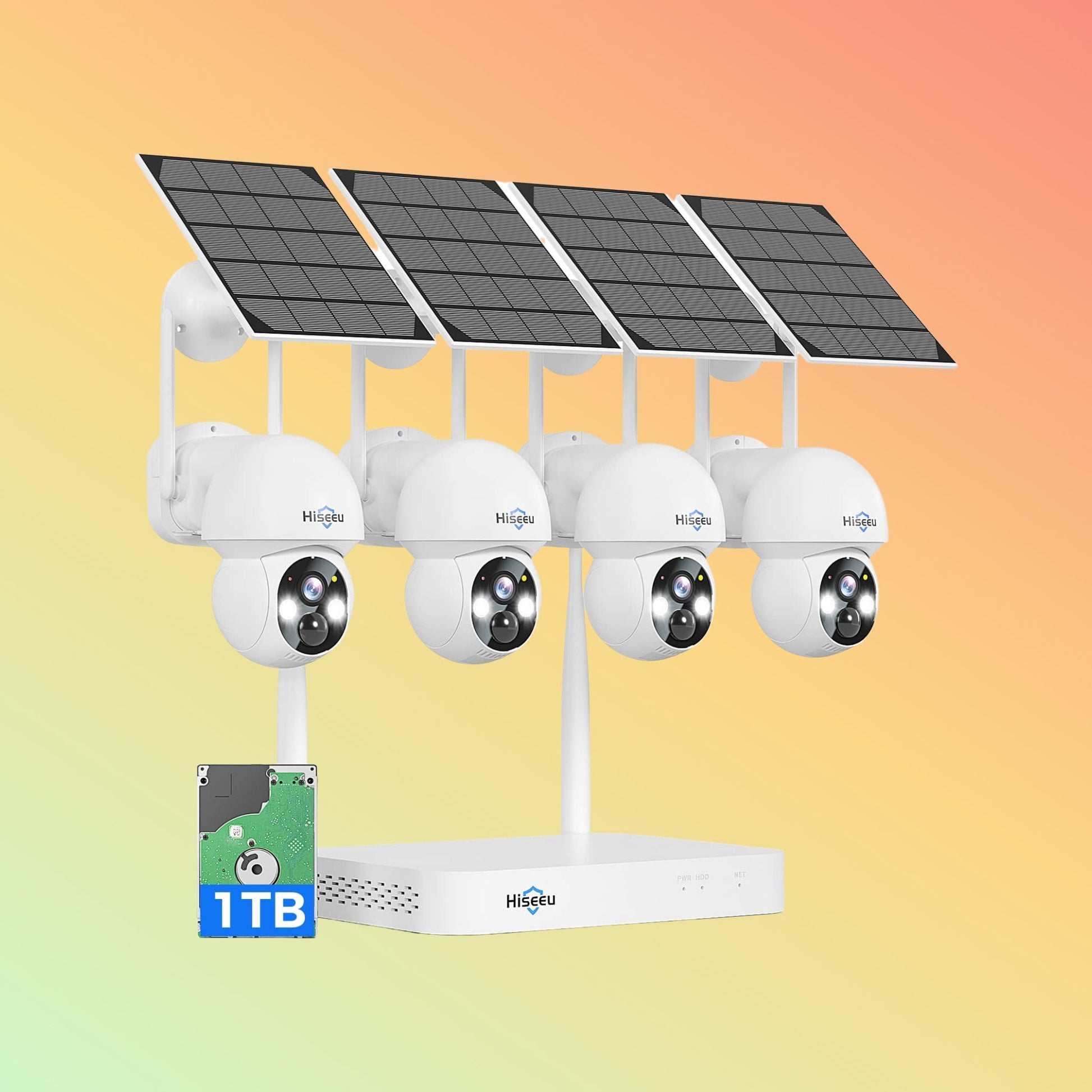 Hiseeu 4MP Solar Wireless Security System – 4K NVR, 2.4G/5G WiFi, HDD - NEOTECH