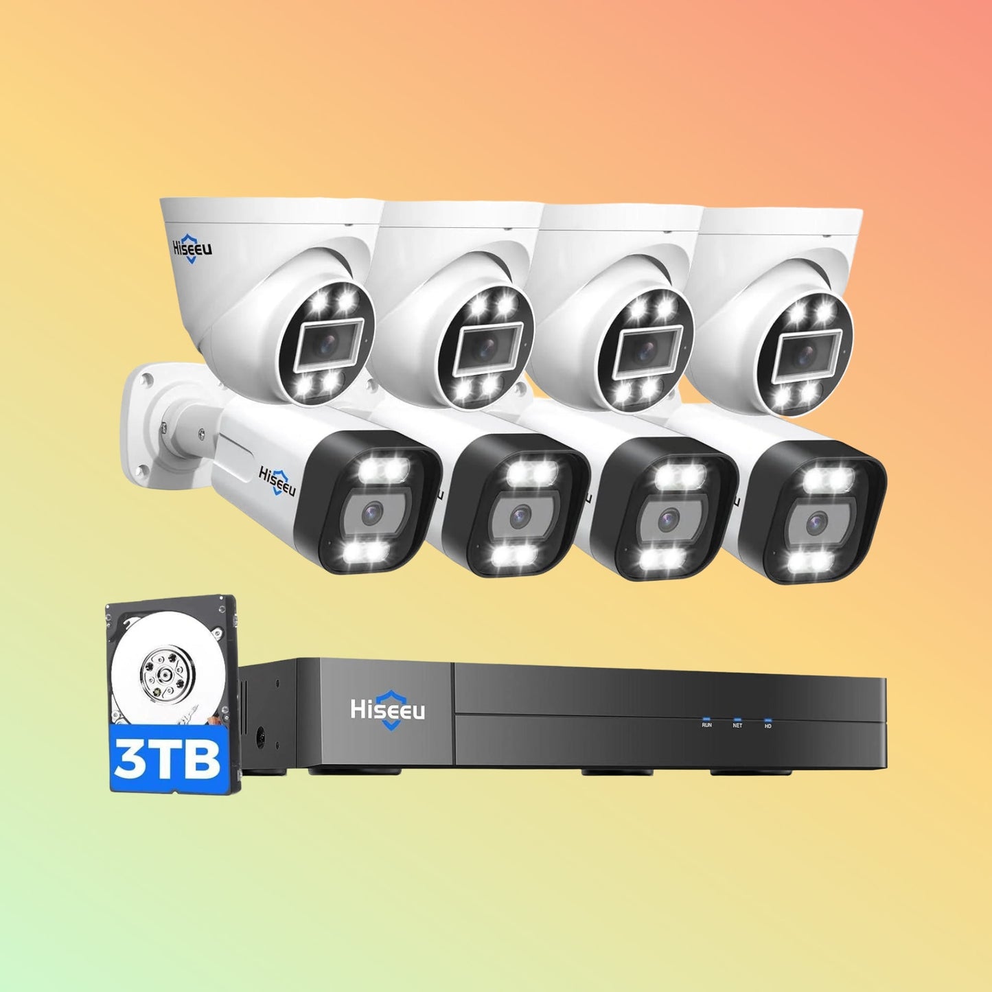 Hiseeu 5MP PoE Security System – 8 Cams, 16CH NVR, 3TB, 2 - Way Audio - NEOTECH