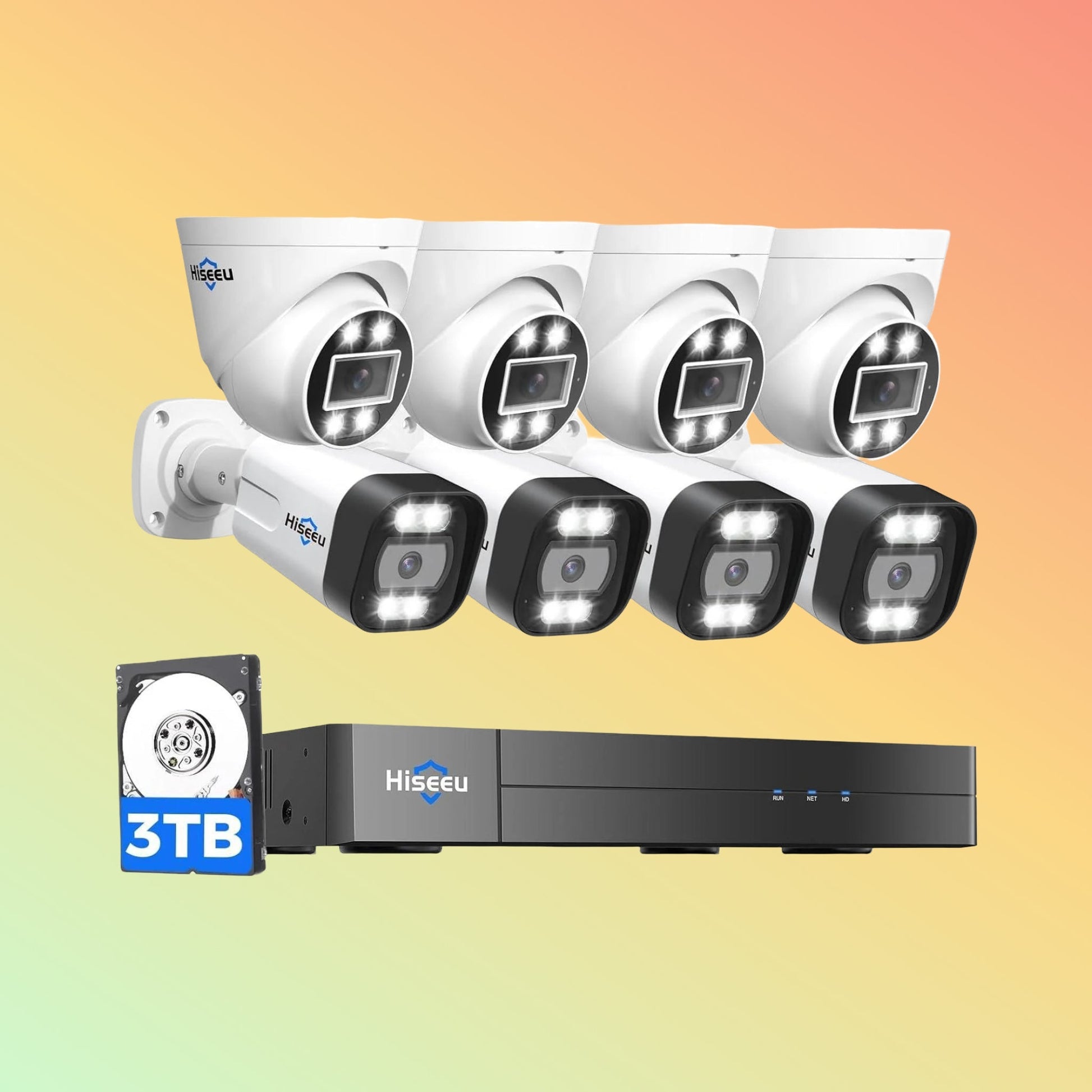 Hiseeu 5MP PoE Security System – 8 Cams, 16CH NVR, 3TB, 2 - Way Audio - NEOTECH