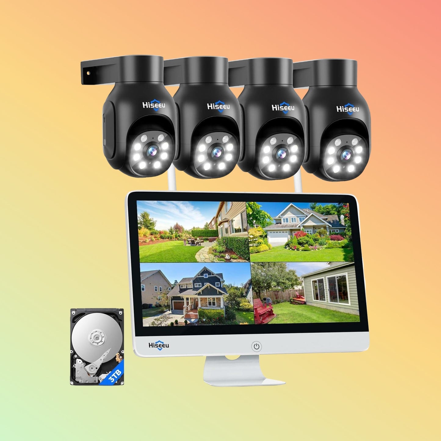Hiseeu 5MP PTZ Wireless Security System – 15" NVR, 3TB HDD, 10CH - NEOTECH