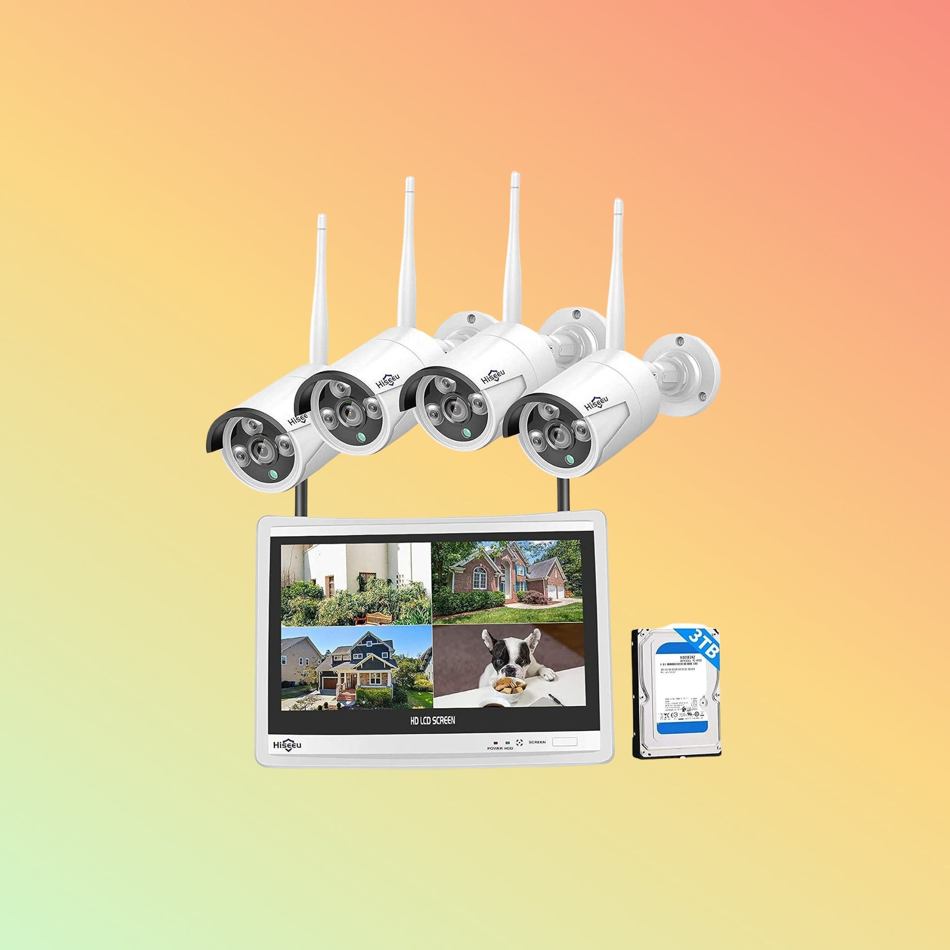 Hiseeu 5MP Wireless Security System – 12" NVR, 3TB HDD, 16CH, 100ft - NEOTECH