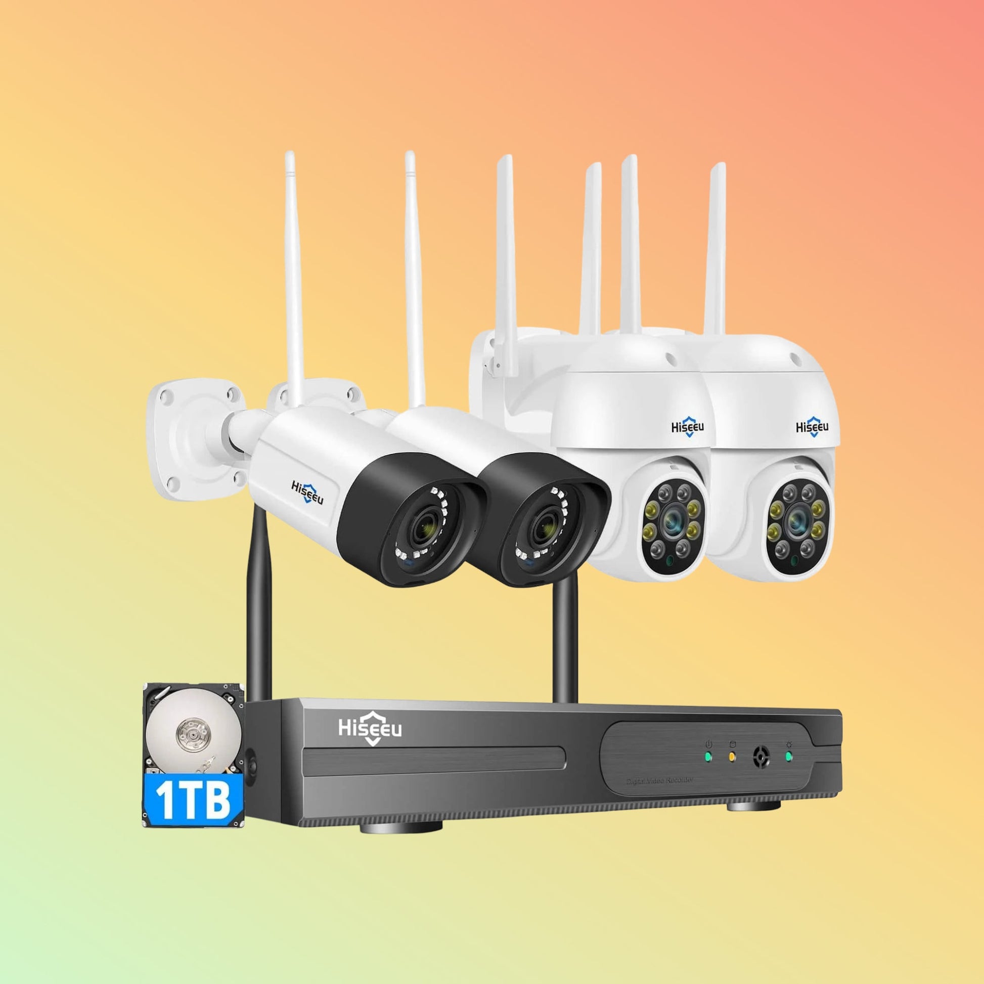Hiseeu 5MP Wireless Security System – PTZ & Bullet Cameras, 10CH NVR, HDD - NEOTECH