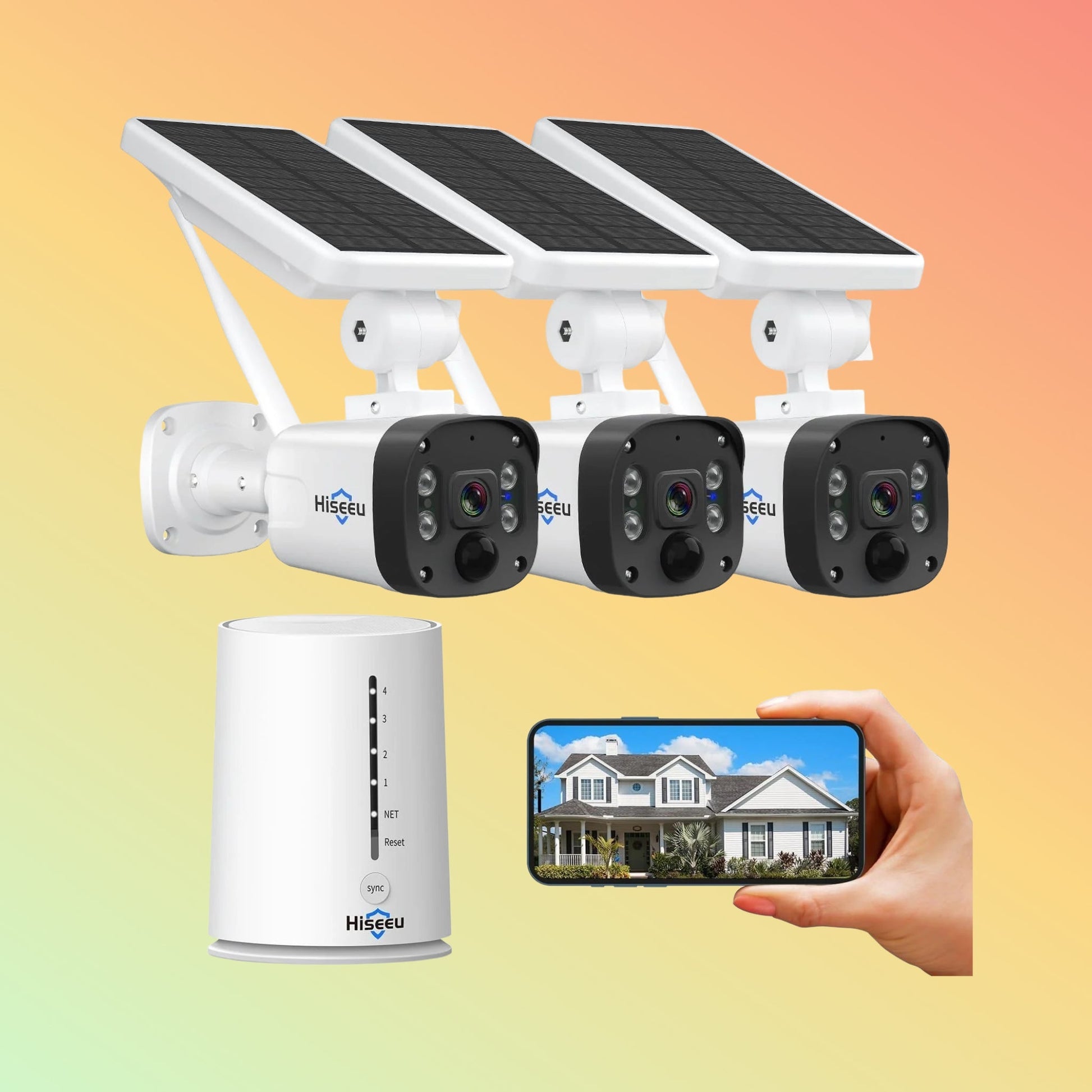 Hiseeu [ Wire - Free,4CH Expandable]4MP SolarWireless Security Camera Outdoor, 4MP Solar Camera, Wire - Free,90 - Day Video Storage, Work with Alexa - NEOTECH