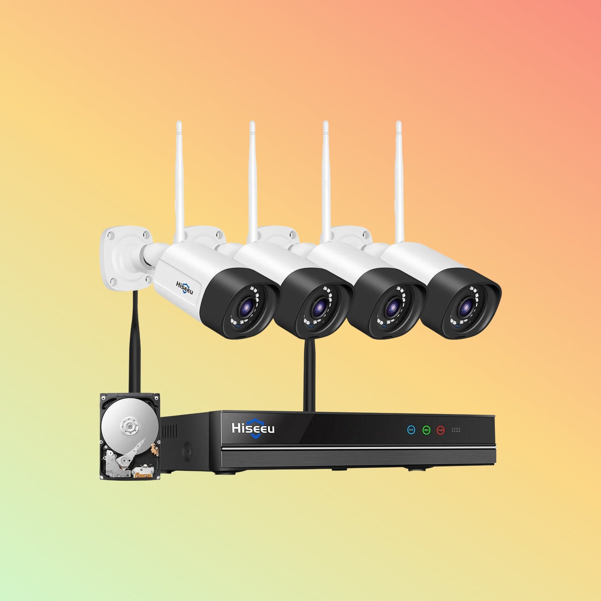 Hiseeu Wireless 5MP Security Camera System – 4K NVR, 2 - Way Audio, HDD - NEOTECH