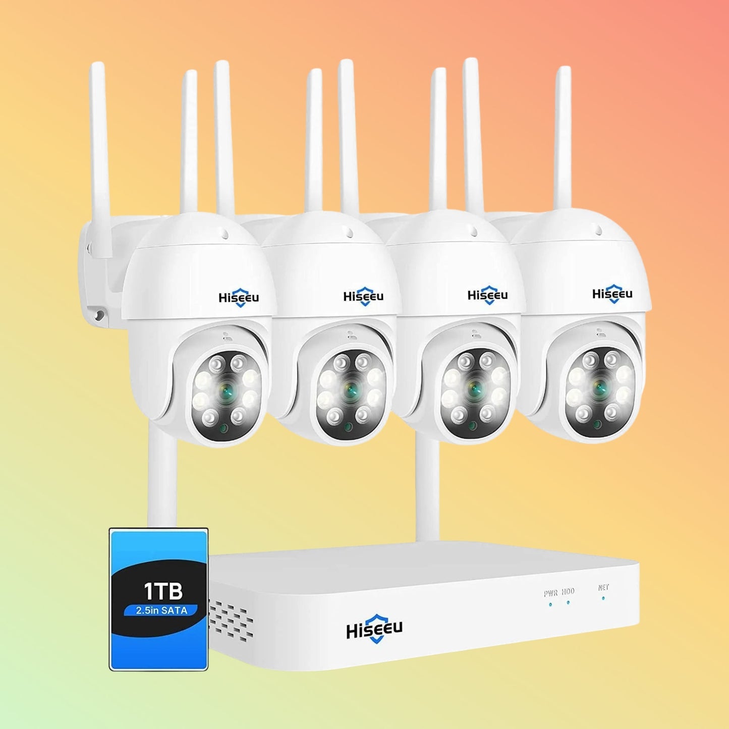 Hiseeu [Wireless , Expandable 10Channels] 2K PTZ Home Security Camera System BUILD - IN 1T HDD - NEOTECH