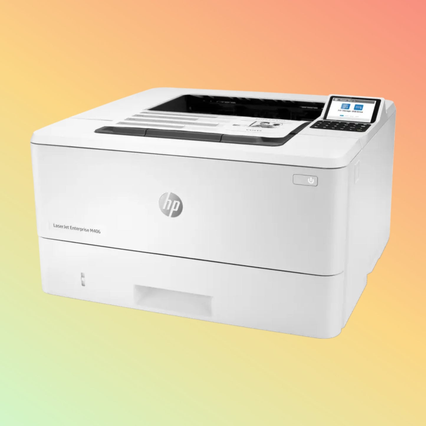 HP LaserJet M406dn rear view showing USB and Ethernet ports for network connection UAE
