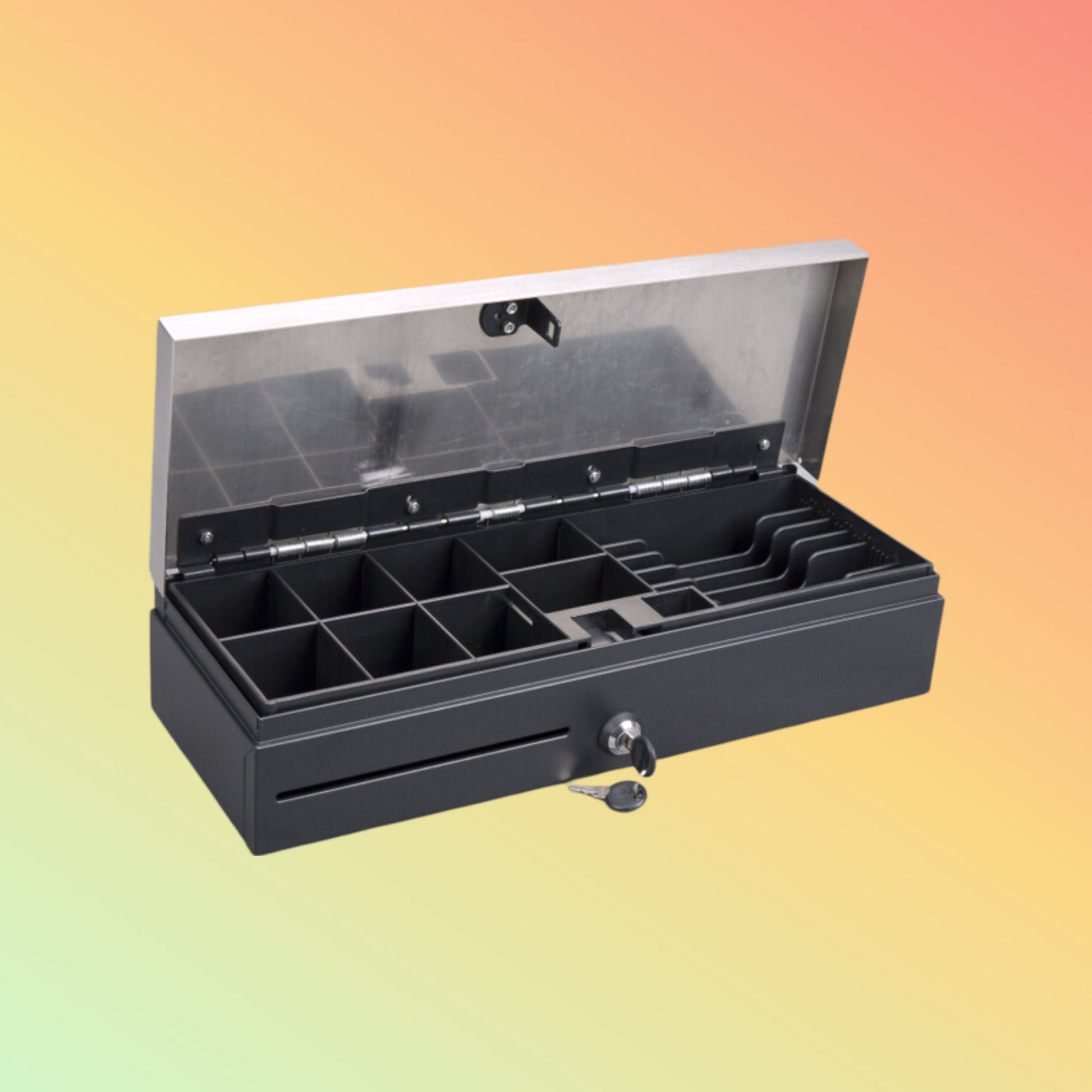 Ibocode Adjustable Cash Drawer, Stainless Steel, Bill/Coin Tray, POS Compatible - NEOTECH