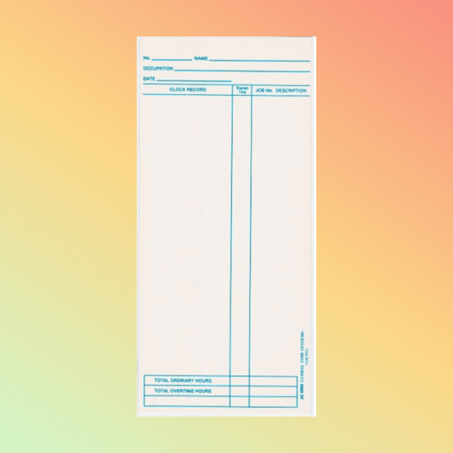 JC - 6900 Time Cards - NEOTECH