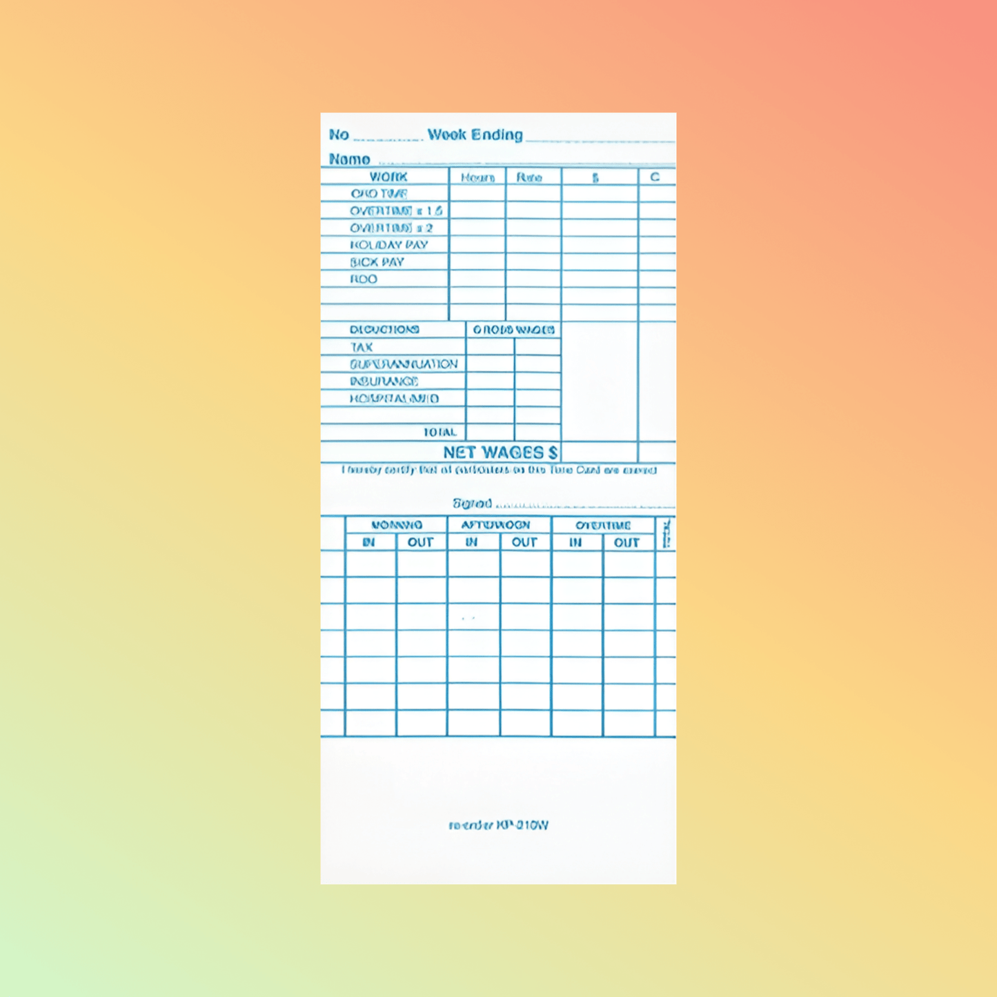 KP - 210W Time Cards - NEOTECH