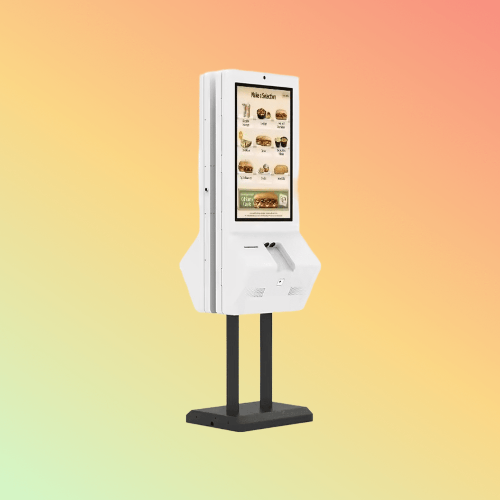 MAKEN 32 inch double touch screen floor standing self ordering kiosk advertising display kiosk payment kiosk - NEOTECH